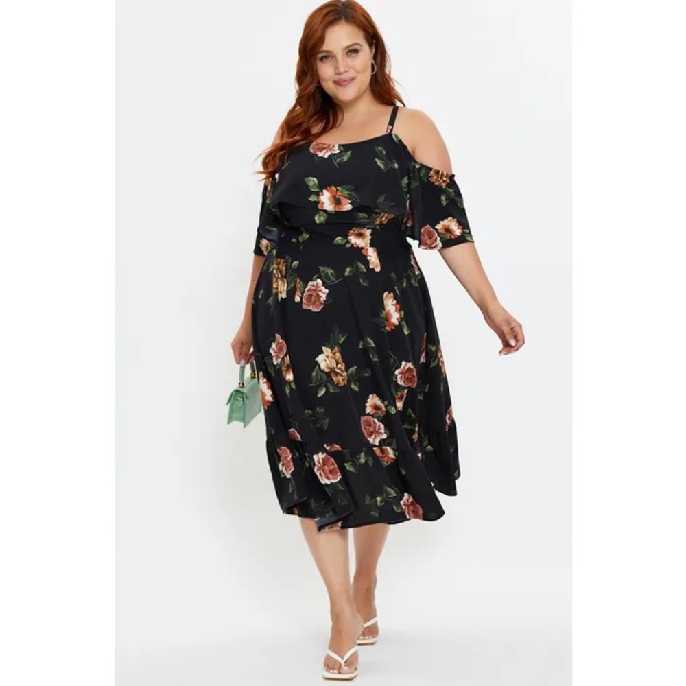 Floral Cold Shoulder Dress